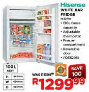 Hisense White Bar Fridge(H130RW)-100L