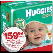 Huggies Gold Disposable Nappies Junior 58's/Maxi + 62's/Maxi 70's/Midi 82's-Per Pack