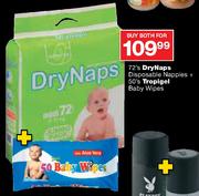 DryNaps Disposable Nappies-72's + Tropigel Baby Wipes-50's