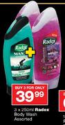 Radox Body Wash-3 x 250ml
