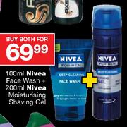 Nivea Face Wash-200ml + Nivea Moisturising Shaving Gel-200ml