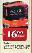 Kotex Ultra Thin Sanitry Pads Assorted-8's/10's/12's Per Pack