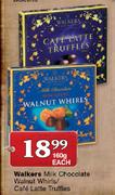 Walkers Milk Chocolate Walnut Whirls/Cafe Latte Truffles-160g Each