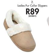 Ladies Fur Collar Slippers