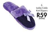 Ladies Cable Knit Slippers