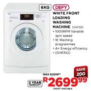 Defy White Front Loading Washing Machine-6kg(DAW369)