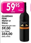 Guardian Peak Merlot or Shiraz-6 x 750ml