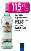 Bacardi Superior Rum-12 x 750ml