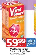 Viral Guard Junior Syrup Or Sugar Free-200Ml Each