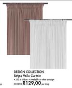 Design Collection Stripe Voile Curtain-230x218cm-per Drop