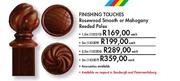 Finishing Touches Rosewood Smooth Or Mahogany Reeded Poles-2m-Each