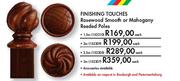 Finishing Touches Rosewood Smooth Or Mahogany Reeded Poles-2.5m-Each