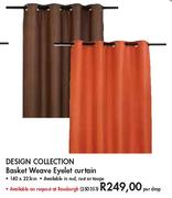 Design Collection Basket Weave Eyelet Curtain-140x223cm-per Drop