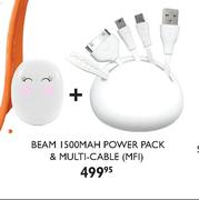 Beam 1500 MAH Power Pack & Multi-Cable (MFI)