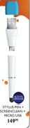 Stylus Pen+Screen Clean Micro USB-Each