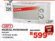Defy Manual Microwave (DMO349)-20L