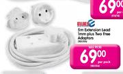 Ellies 5 M Extension Lead 1mm Plus Two Free Adaptors-Per Pack
