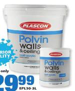 Plascon Polvin Walls & Ceilings White Only-5L (EPL30-5L)