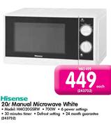 Hisense 20L Manual Microwave White(HMO20GSRW)-Each