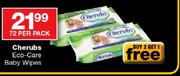 Cherubs Eco-Care Baby Wipes-72's Per Pack