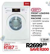Defy Front Loading Washing Machine-6kg(DAW369)