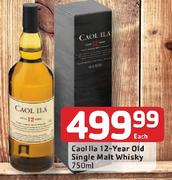 Caol Lia 12-Year Old Single Malt Whisky-750ml Each