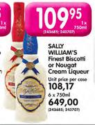 Sally William's Finest Biscotti or Nougat Cream Liqueur-6 x 750ml