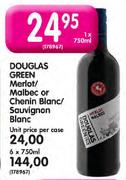 Douglas Green Merlot/Malbec or Chenin Blanc/Sauvignon Blanc-6 x 750ml