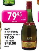 KWV 3 Yo Brandy-1X750ml Each