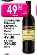 Zonnebloem Cabernet Sauvignon, Shiraz Or Merlot-6X750ml