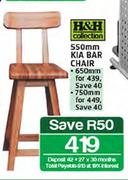 H&H Collection 550mm Kia Bar Chair-Each
