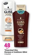 Shwarzkopf Gliss Shampoo Or Conditioner Assorted-400ml Each