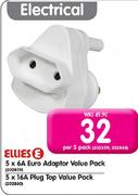 Ellies 5x6A Euro Adaptor value Pack-Per 5 Pack