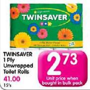 Twinsaver 1 Ply Unwrapped Toilet Rolls Each