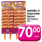 Minora 11 Disposable Razors-24's Each