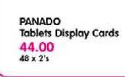 Panado Tablets Display Cards-48 x 2's