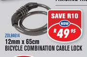 12mm X 65cm Bicycle Combination Cable Lock(ZOL84614)