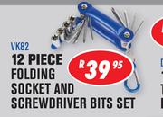 12 Piece Folding Socket And Screwdriver Bits Set(VK82)
