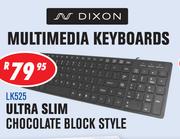 Dixon Ultra Slim Chocolate Block Style Multimedia Keyboard (LK525)