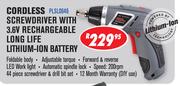 Dixon Cordless Screwdriver with 3.6v Rechargeable Long Life Lithium-Ion Battery (PLSL0646)
