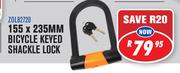 Bicycle Keyed Shackle Lock 155x235mm(ZOL82720)