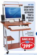 Computer Desk With Keyboard Tray & Printer Shelf (AMT700S)