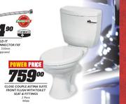 Close Couple Astina Suite Front Flush With Toilet Seat & Fittings-Each