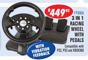 3-In-1 Racing Wheel With Pedals (FT33C5)