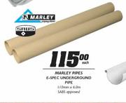 Marley Pipes E-Spec Underground Pipe-110mmx6.0m Each