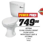 Astina Close Couple Front Flush Suite With Toilet Seat & Fittings-2 Piece White