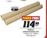 Marley Underground Pipe-110mmx6m 100kpa Each
