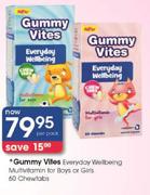 Gummy Vites Everyday Wellbeing Multivitamin For Boys Or Girls-60 Chewtabs Per Pack