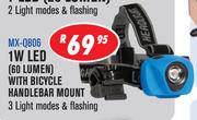 Clearvision 1W LED960 Lumen) With Bicycle Handlebar Mount MX-Q806
