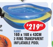 160x160x43CM 2 Ring Transparent Inflatable Pool SL62021